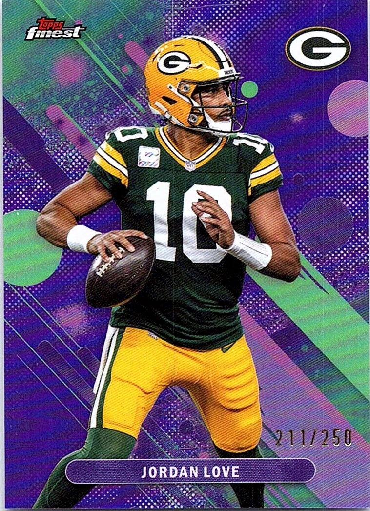 2025 Topps Finest JORDAN LOVE #55 Purple Refractor /250 Packers