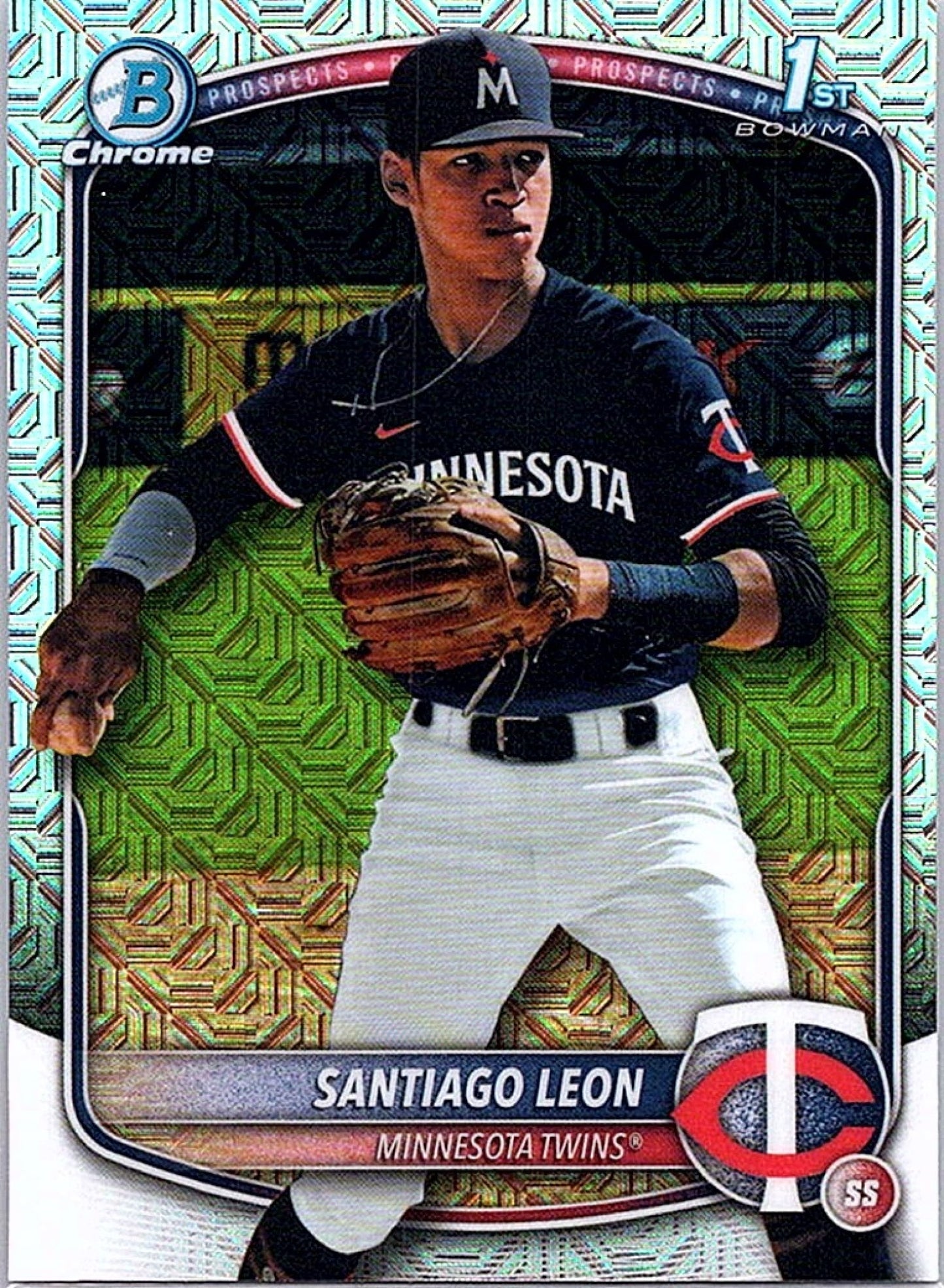 2025 BOWMAN CHROME MEGA BOX SANTIAGO LEON #BCP-247 MOJO REFRACTOR 1ST PROSPECT