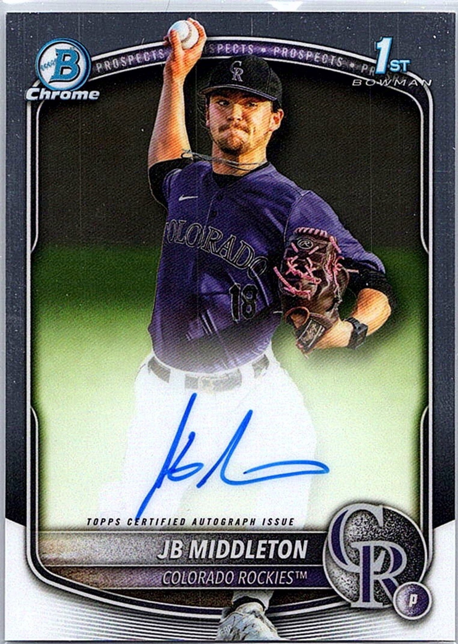 2025 Bowman Draft JB MIDDLETON #CPA-JM 1st Prospect Auto Rockies