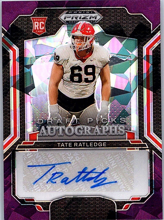 2025 Panini Prizm Draft Picks Tate Ratledge #DPA-TRE Purple Ice /199 Auto