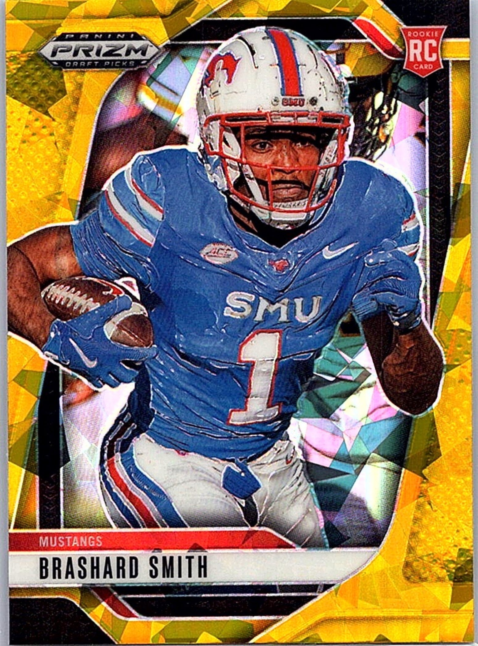 2025 Panini Prizm Draft Picks BRASHARD SMITH #110 Gold Ice RC Mustangs