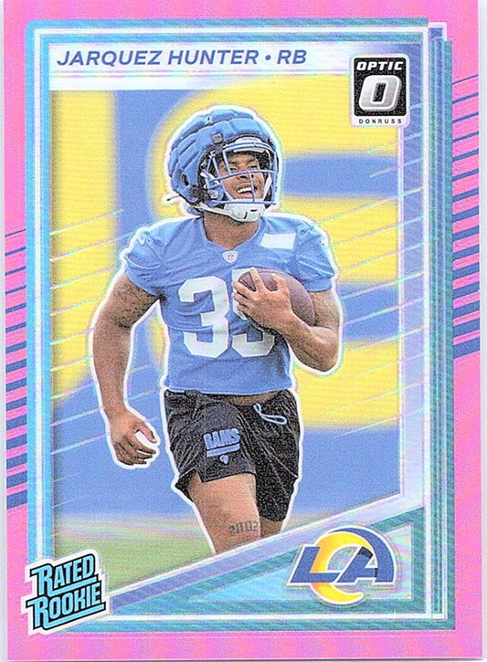 2025 Panini Donruss JARQUEZ HUNTER #352 Optic Rated Rookie Preview Pink RC Rams