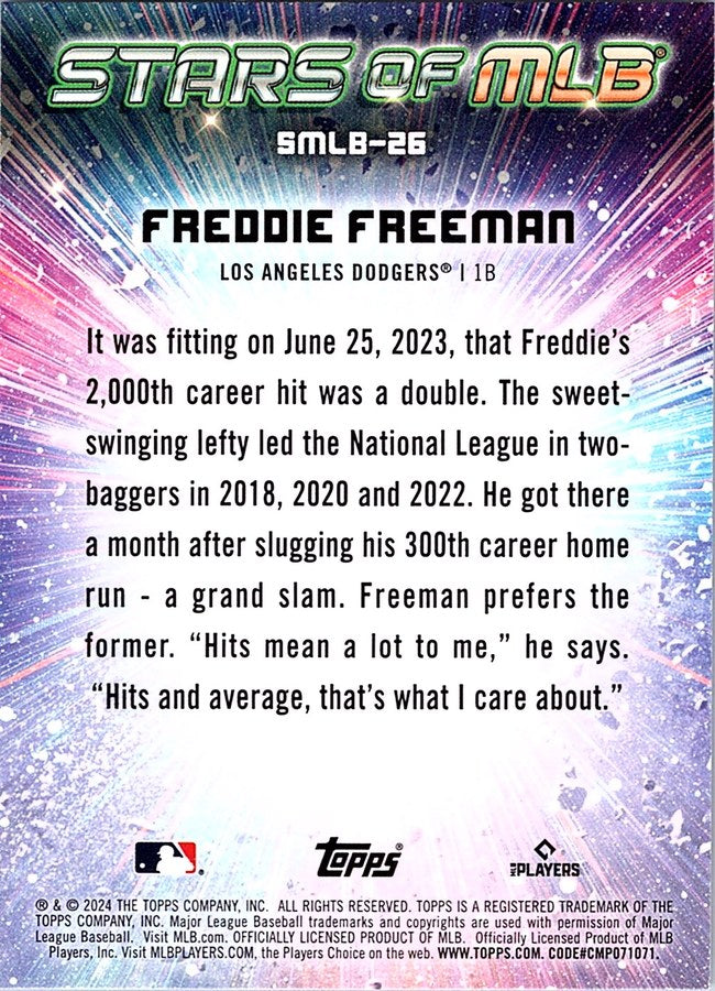 2024 Topps Baseball FREDDIE FREEMAN #SMLB-26 Los Angeles Dodgers